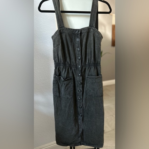 SHE + Sky Stylish Black Light Denim Dress Sleeveless with straps Western - Picture 1 of 13